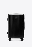 Średnia walizka z polikarbonu z pionowymi tłoczeniami, czarny, 56-3P-712-50, Zdjęcie 1