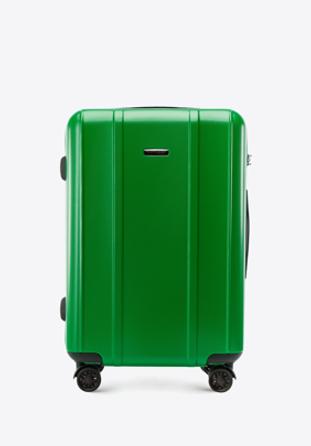 Średnia walizka z polikarbonu z pionowymi tłoczeniami, zielony, 56-3P-712-85, Zdjęcie 1