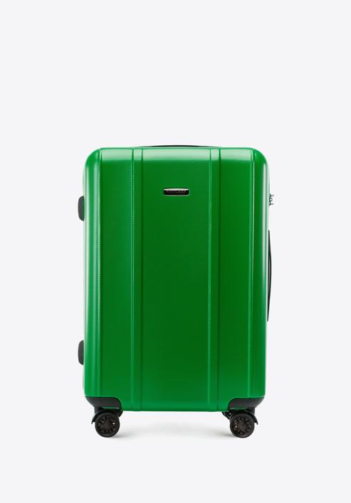 Średnia walizka z polikarbonu z pionowymi tłoczeniami, zielony, 56-3P-712-91, Zdjęcie 1
