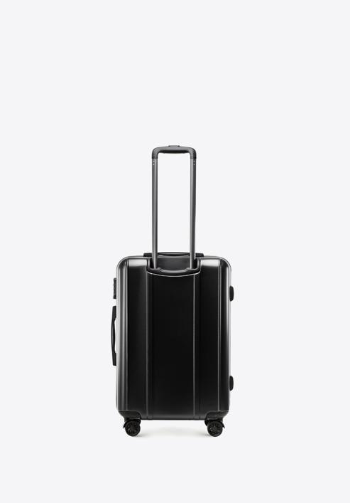 Średnia walizka z polikarbonu z pionowymi tłoczeniami, czarny, 56-3P-712-50, Zdjęcie 3