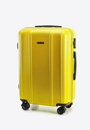 Średnia walizka z polikarbonu z pionowymi tłoczeniami, żółty, 56-3P-712-50, Zdjęcie 1