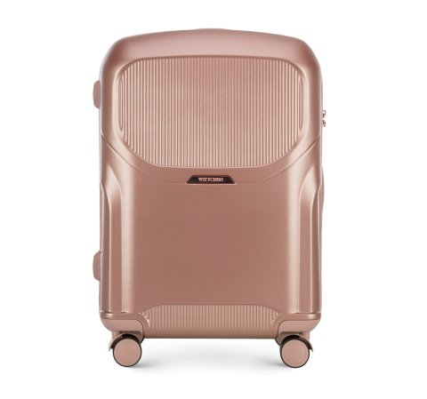 Середня валіза з полікарбонату з блискавкою кольору рожевого золота 56-3P-132-77