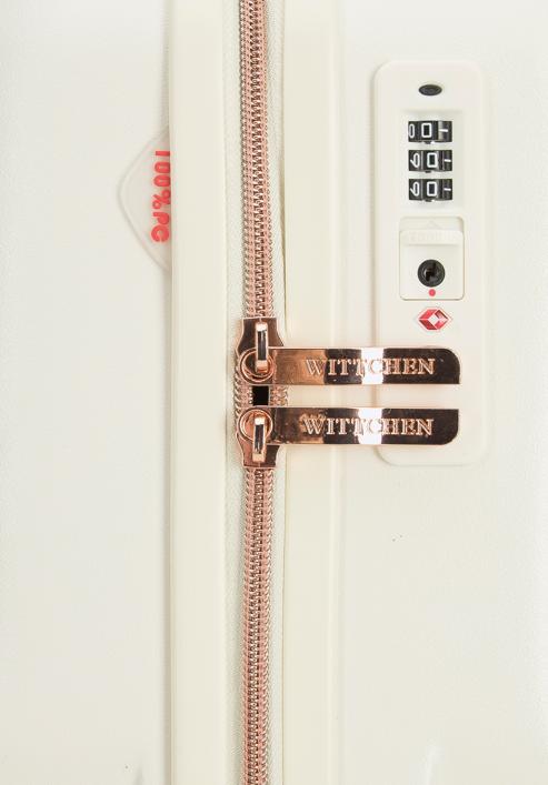 Polycarbonate large cabin case with a rose gold zipper, cream, 56-3P-133-77, Photo 10