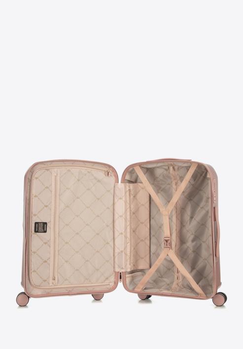Polycarbonate medium-sized cabin case with a rose gold zipper, muted pink, 56-3P-132-77, Photo 5