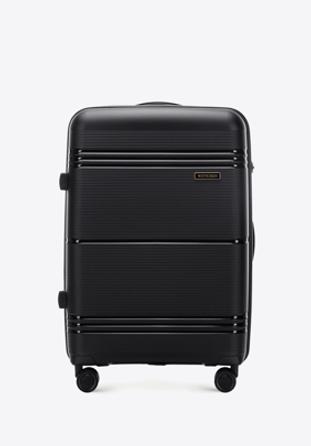Średnia walizka z polipropylenu jednokolorowa, czarny, 56-3T-142-10, Zdjęcie 1