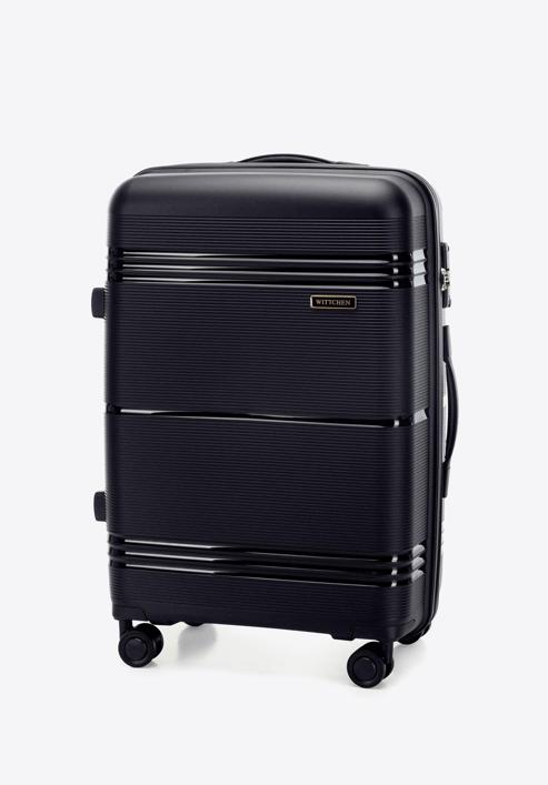 Średnia walizka z polipropylenu jednokolorowa, czarny, 56-3T-142-55, Zdjęcie 4
