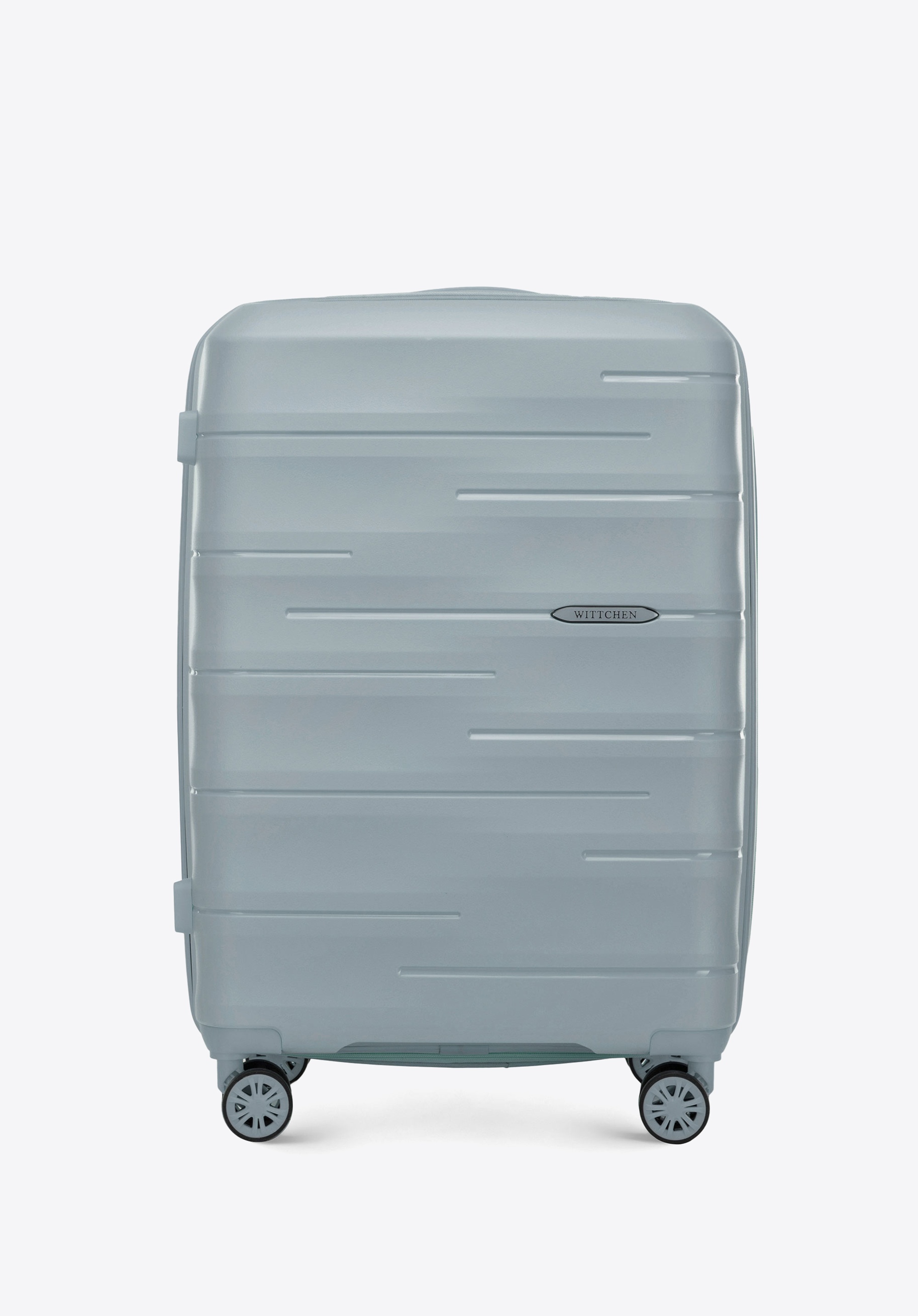 Medium polypropylene ribbed suitcase, blue, 56-3T-142-B-00, Photo 1