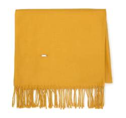 Women's fringed scarf, yellow, 94-7D-X90-Y, Photo 1