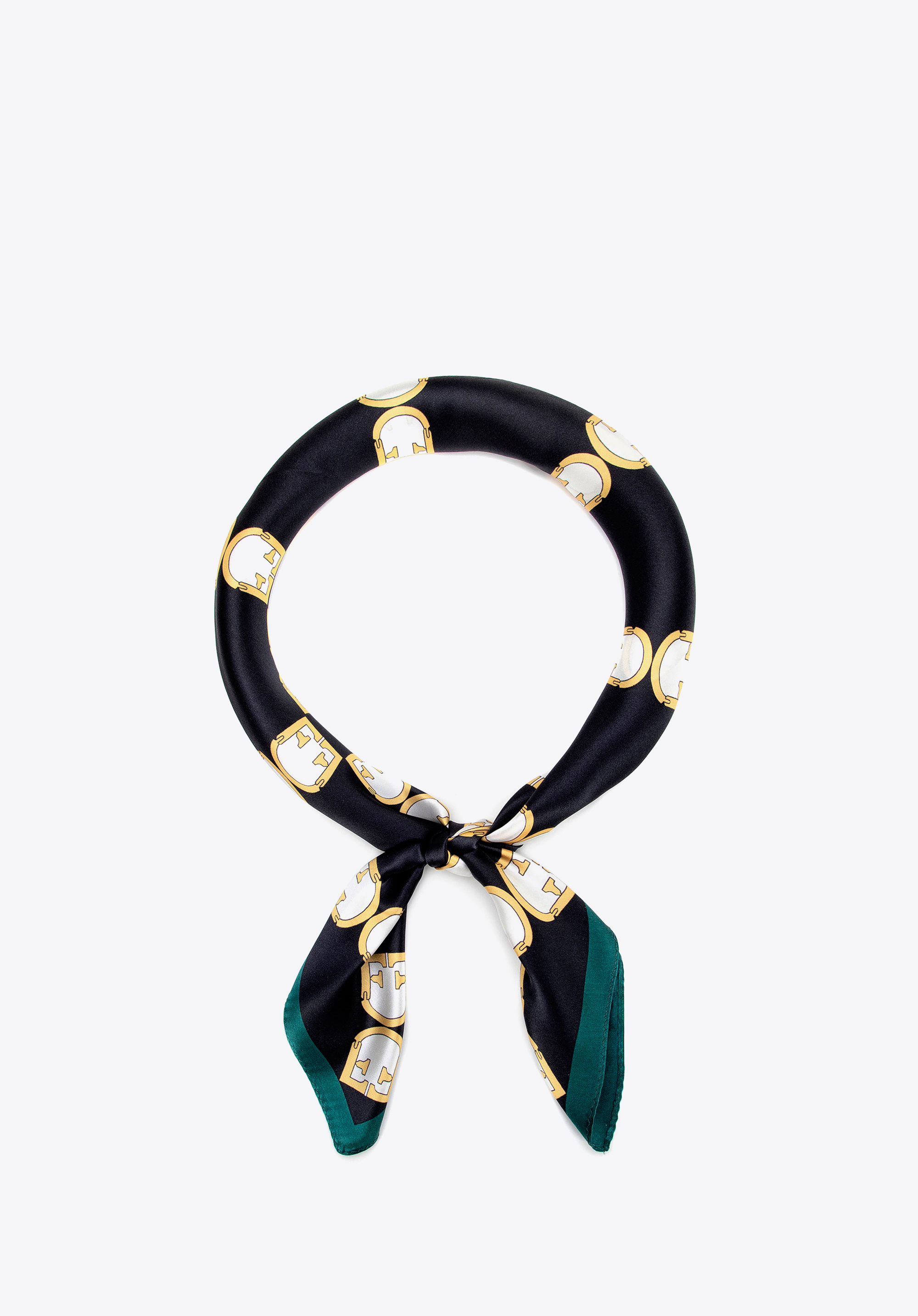 Silk shawl with geometric print, black-gold, 103-7D-S02-X5, Photo 1