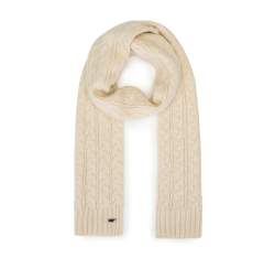 Women's cable knit scarf, off white, 93-7F-006-9, Photo 1