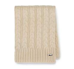 Women's cable knit scarf, off white, 93-7F-006-9, Photo 1