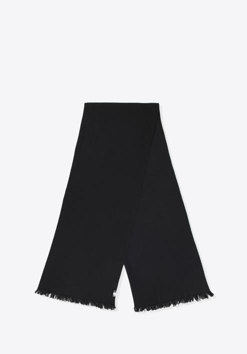 Elegant women's fringed scarf, black, 98-7D-X10-X7, Photo 2