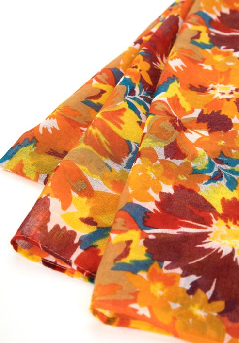 Women's floral-patterned scarf, orange-brown, 98-7D-X04-X1, Photo 3