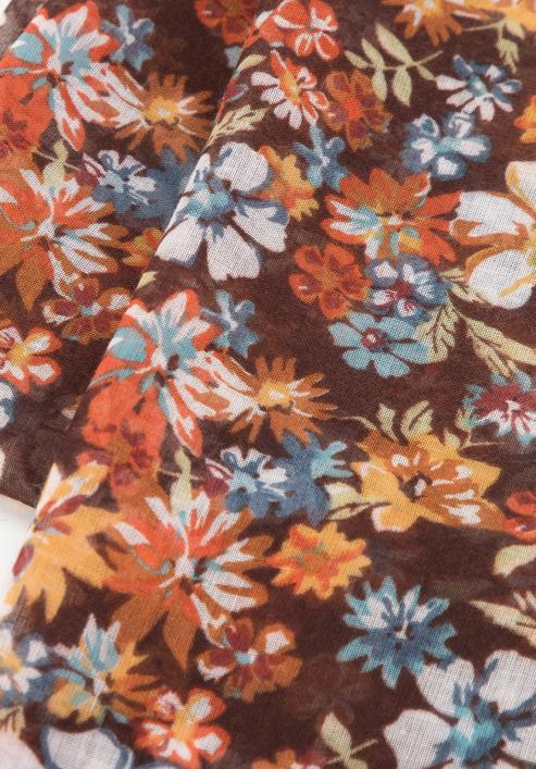 Women's lightweight floral-patterned scarf, brown-orange, 98-7D-X05-X1, Photo 3