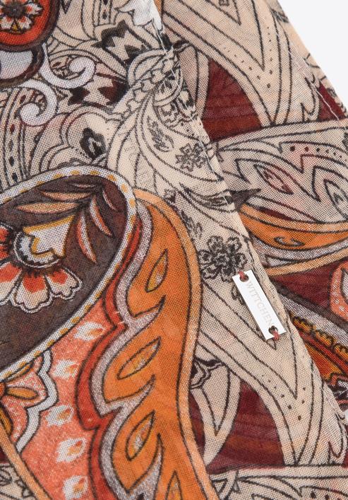 Women's delicate oriental-patterned scarf, beige-brown, 98-7D-X08-X6, Photo 3