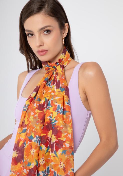Women's floral-patterned scarf, orange-brown, 98-7D-X04-X1, Photo 15