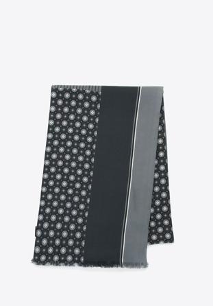 Men’s patterned silk scarf, grey-white, 98-7M-S01-X1, Photo 1