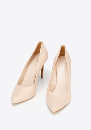 Leather stiletto heel shoes, beige, BD-B-810-9-41, Photo 1