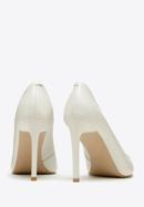 Stiletto heel leather shoes with gleaming buckle detail, cream, 97-D-517-3-35, Photo 4