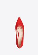 Lace detail suede stiletto heel shoes, red, 90-D-902-1-40, Photo 5
