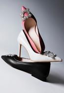 Leather stiletto heel shoes with sparkling buckle, cream, 98-D-950-0-37, Photo 20