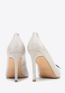 Leather stiletto heel shoes with sparkling buckle, cream, 98-D-950-0-37, Photo 4