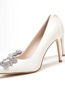 Leather stiletto heel shoes with sparkling buckle, cream, 98-D-950-9-41, Photo 7