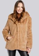 Hooded teddy faux fur jacket, beige, 93-9W-100-5-L, Photo 2