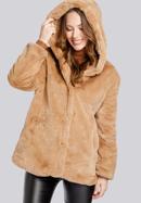 Hooded teddy faux fur jacket, beige, 93-9W-100-5-M, Photo 4