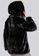 Hooded teddy faux fur jacket, black, 93-9W-100-1-L, Photo 6