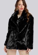 Hooded teddy faux fur jacket, black, 93-9W-100-1B-XL, Photo 3