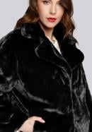 Hooded teddy faux fur jacket, black, 93-9W-100-1B-2XL, Photo 6