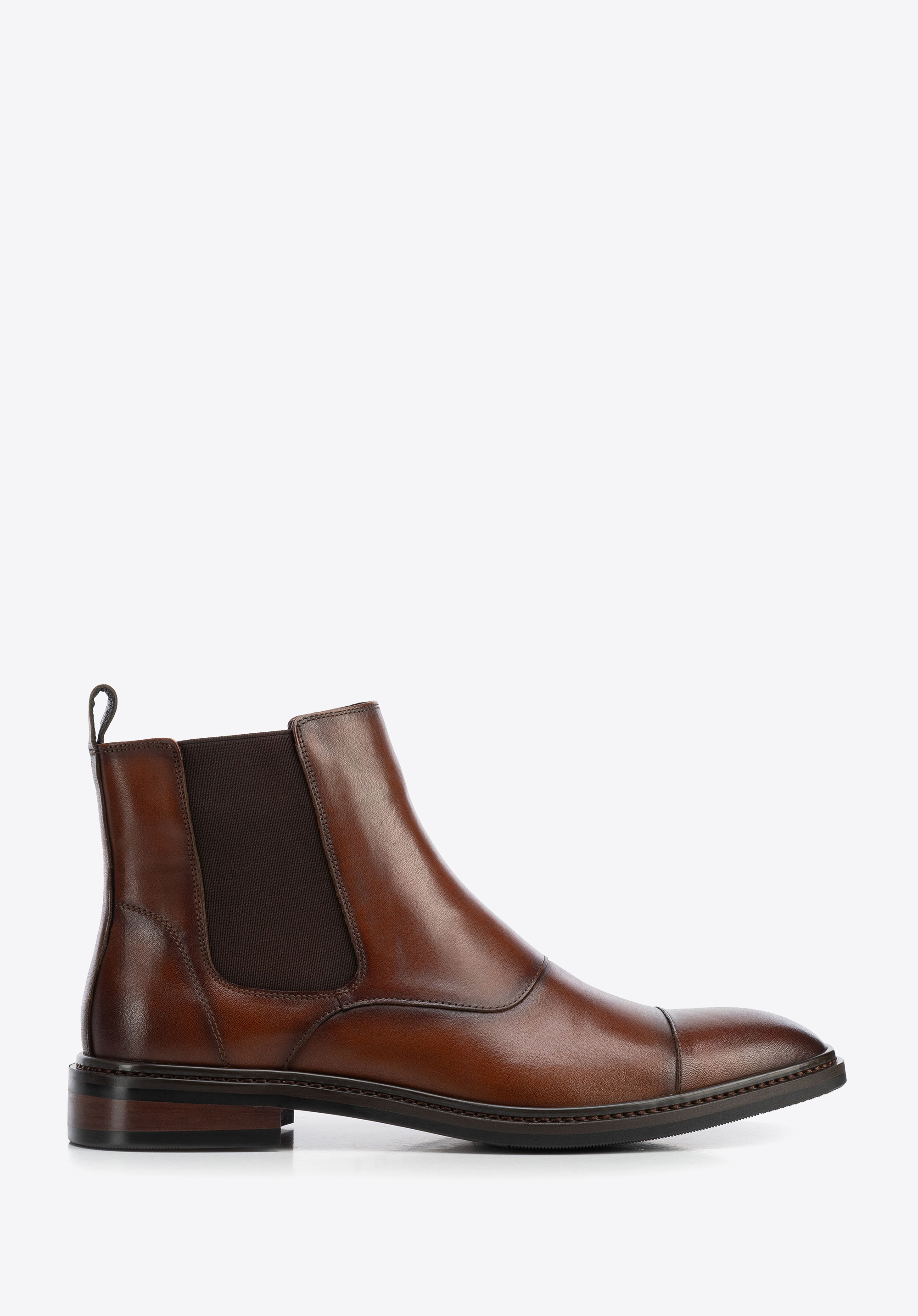 Elegant men's leather Chelsea boots, light brown, 103-M-501-5-43, Photo 1