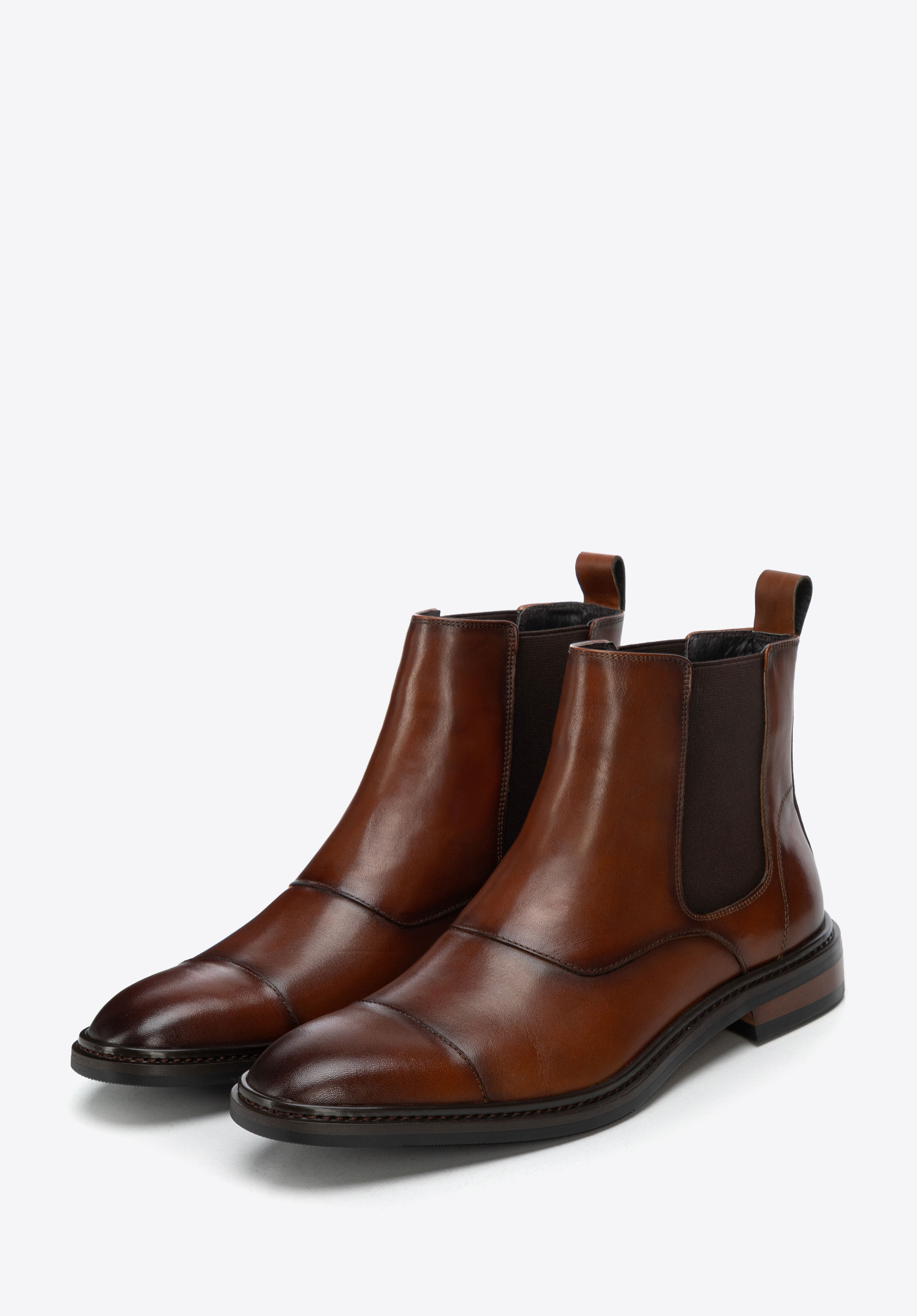 Elegant men's leather Chelsea boots, light brown, 103-M-501-5-40, Photo 1