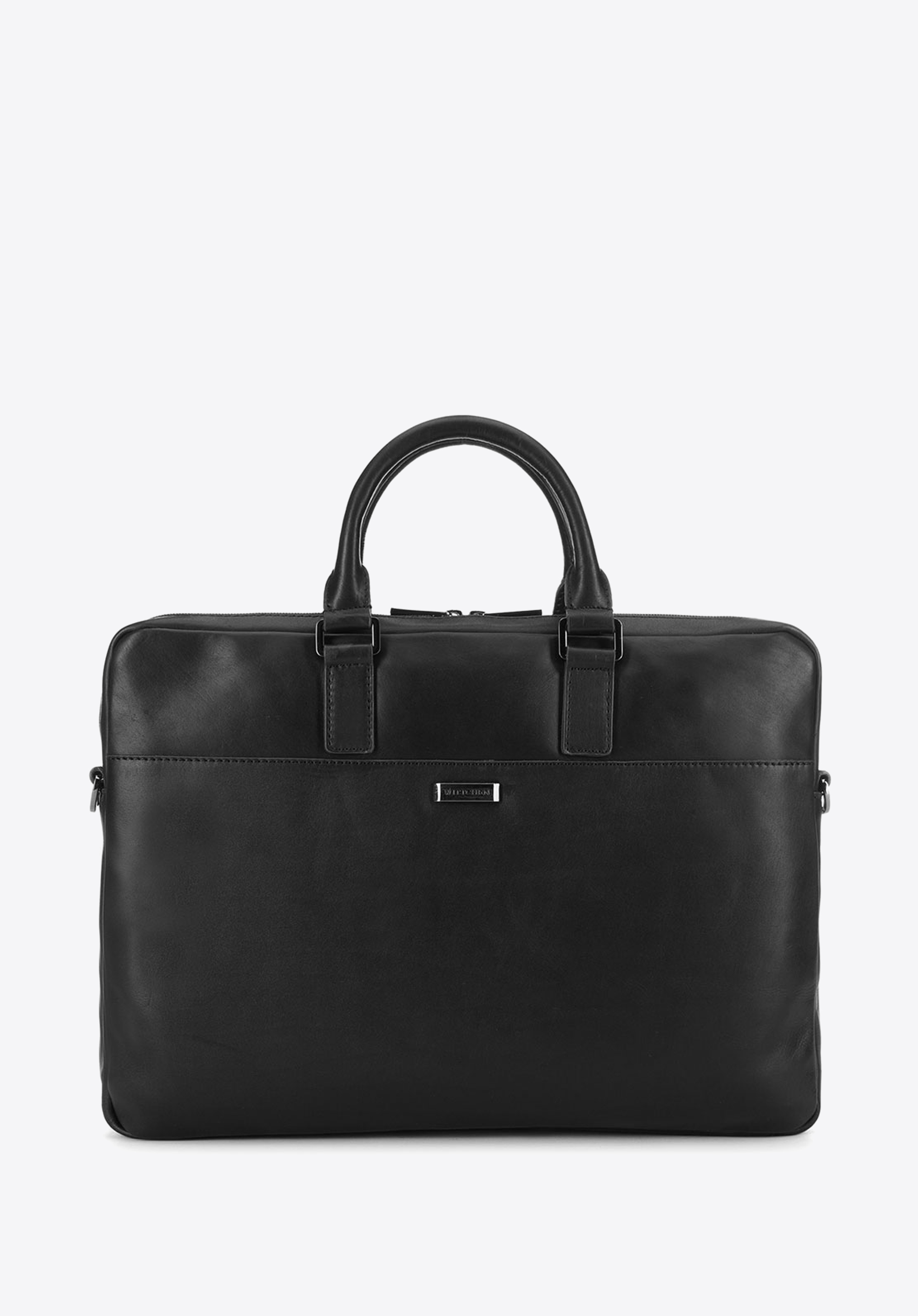 Black laptop bag from natural leather | WITTCHEN | 89-3U-304
