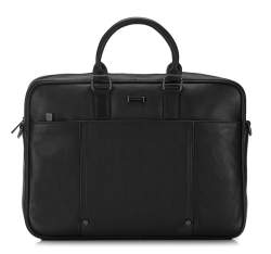 Leather laptop bag with studs, black, 91-3U-305-1, Photo 1