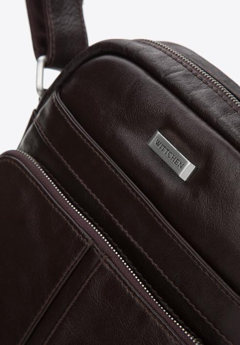 Men's leather messenger bag, dark brown, 97-4U-001-1, Photo 4