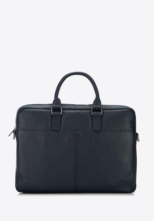 Leather laptop bag, navy blue, 91-3U-302-7, Photo 1
