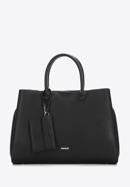 Faux leather tote bag, black-silver, 97-4Y-238-7, Photo 1