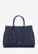 Faux leather tote bag, navy blue, 97-4Y-238-8, Photo 1