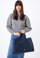 Faux leather tote bag, navy blue, 97-4Y-238-8, Photo 15