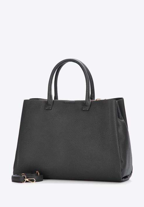 Faux leather tote bag, dark grey, 97-4Y-238-7, Photo 3