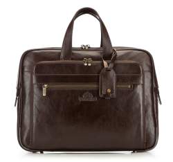 Męska torba na laptopa 15,6" skórzana vintage z licznymi kieszeniami, brązowy, 21-3-314-4, Zdjęcie 1