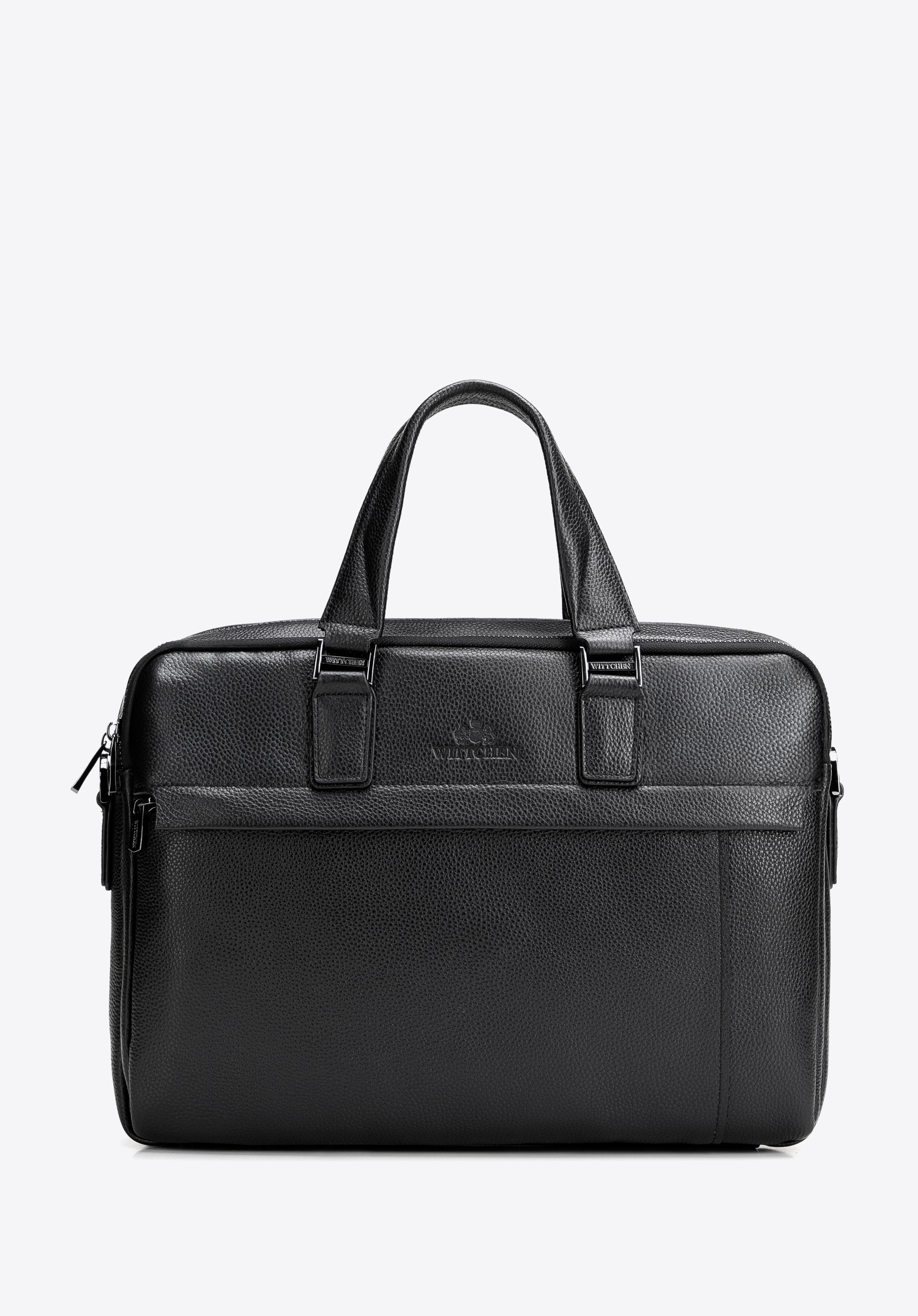 15,6” pebbled leather laptop bag, black, 29-3U-304-1, Photo 1