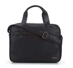 Męska torba na laptopa 15,6” z ekoskóry klasyczna, czarny, 94-3P-008-1, Zdjęcie 1