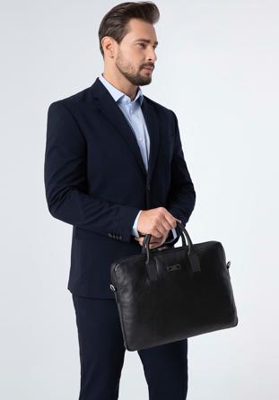 Men's leather 11’’/12’’ laptop bag, black, 98-3U-901-1, Photo 1