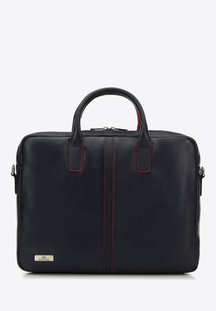 11’’/12’’ leather laptop bag, navy blue-red, 98-3U-900-7, Photo 1