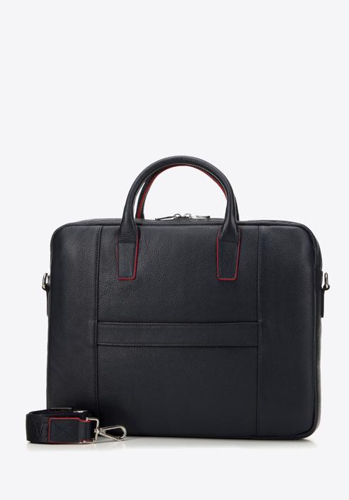 11’’/12’’ leather laptop bag, navy blue-red, 98-3U-900-7, Photo 2