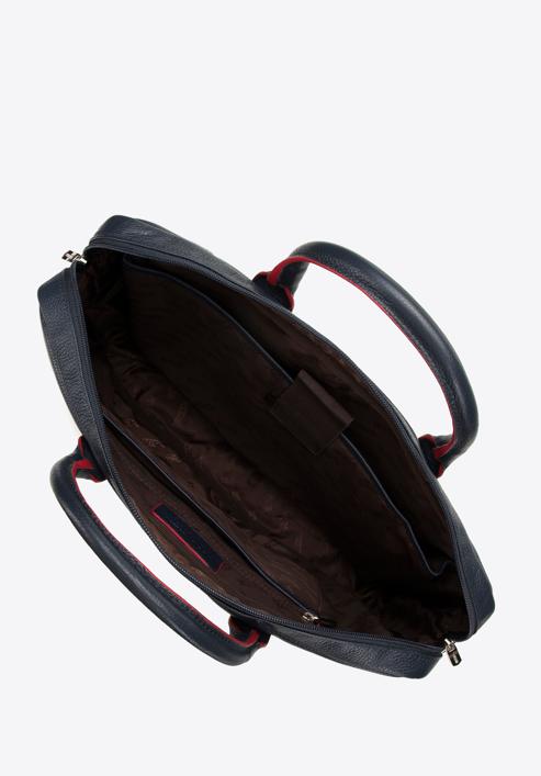 11’’/12’’ leather laptop bag, navy blue-red, 98-3U-900-7, Photo 3