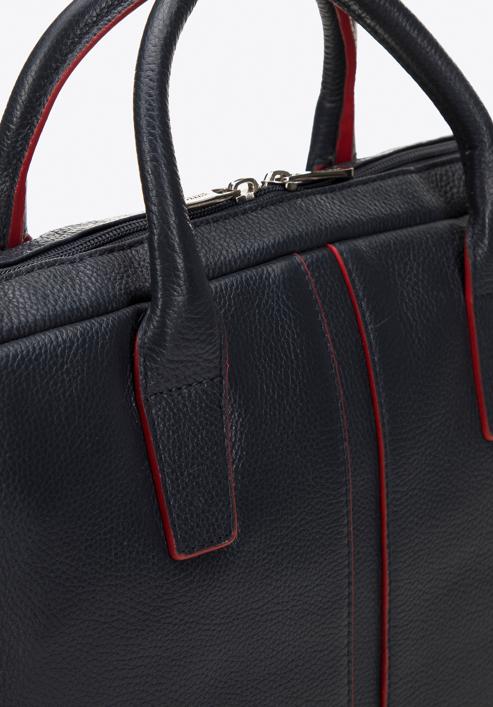 11’’/12’’ leather laptop bag, navy blue-red, 98-3U-900-7, Photo 4